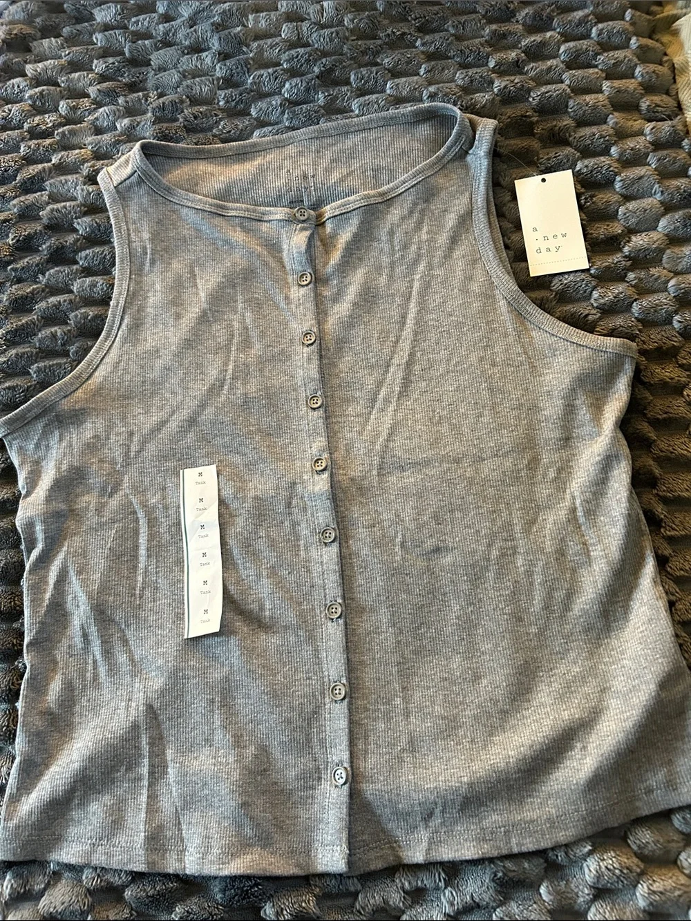 a new day Gray Ribbed Button-Front Tank - Picture 1 of 3